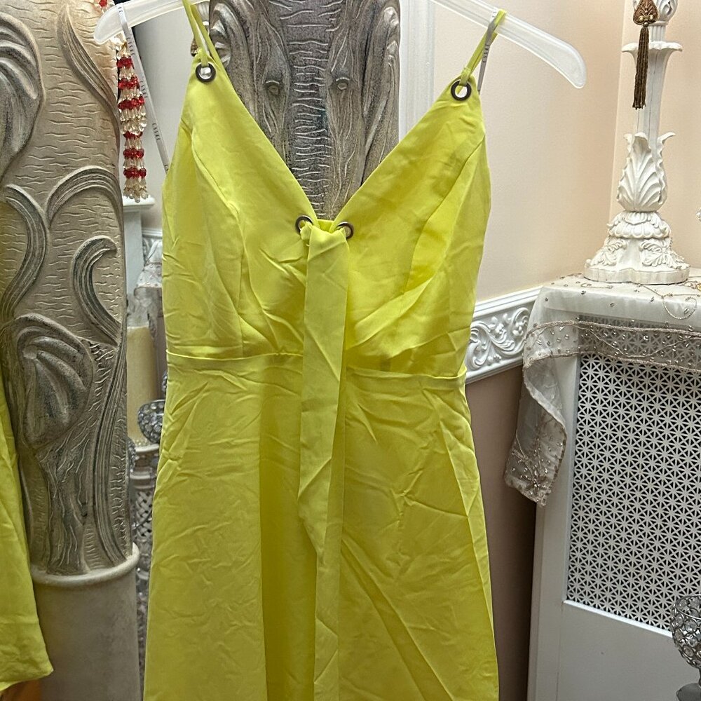 Greenish Yellow Spaghetti Strap Summer Dress